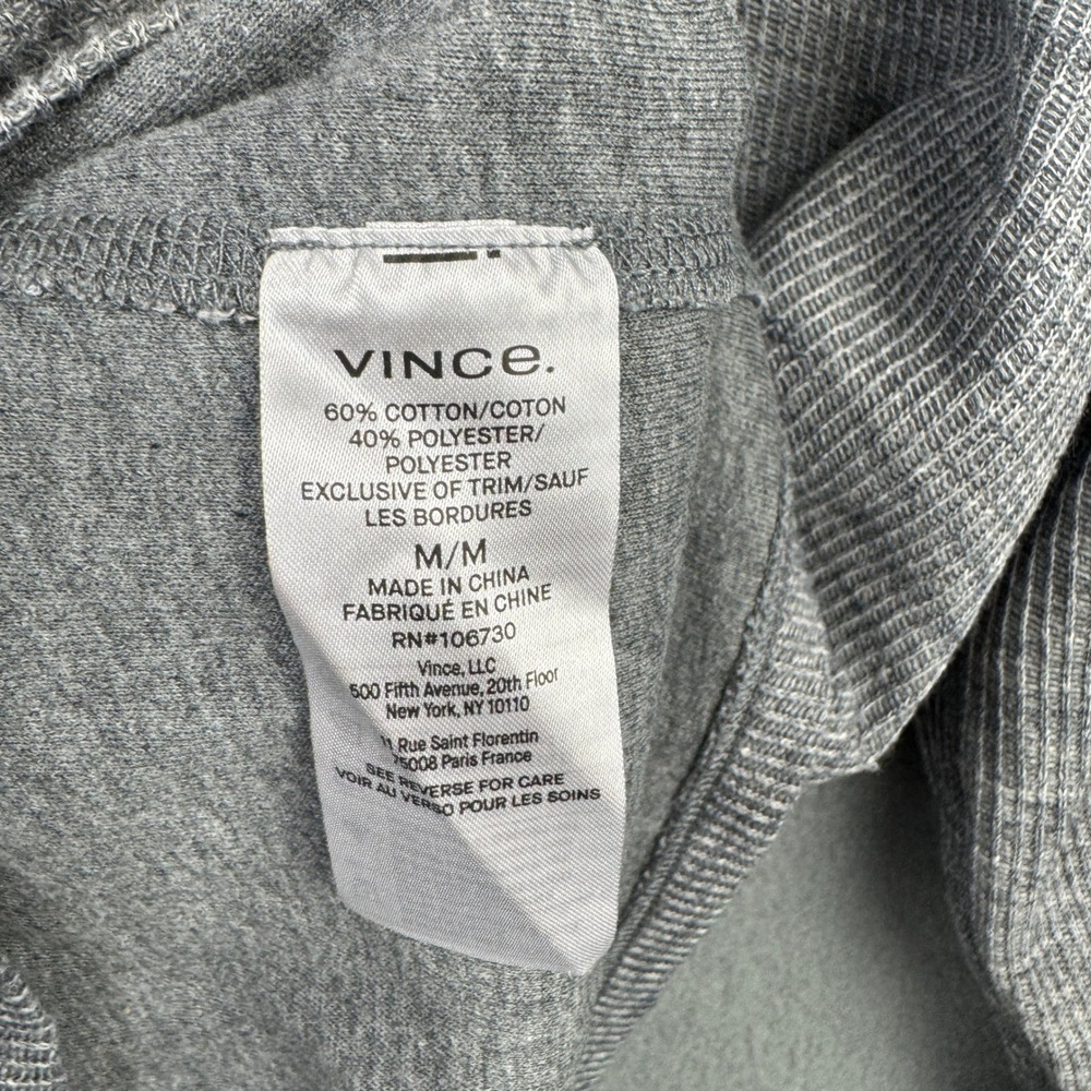 Vince Mens Gray Space Dye Waffle Knit Thermal Long Sleeve Crew Neck Shirt M - Picture 5 of 9